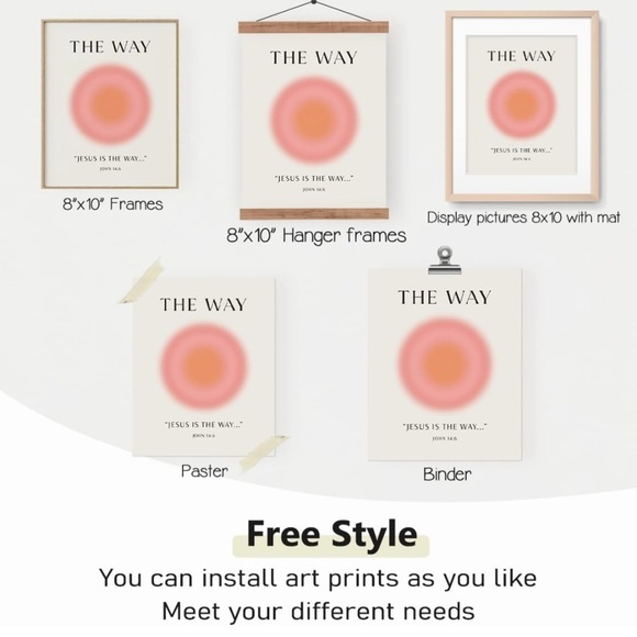 Christian Art Prints, 3 Pieces - Jesus is The Way, The Truth, The Life, 8”x10” - Picture 3 of 5